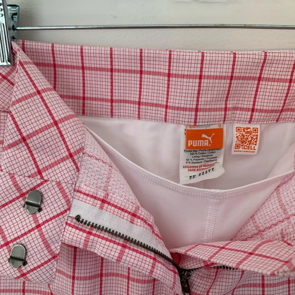 Puma Pink Sporty Checked Skort Size 12 Tennis Golf
